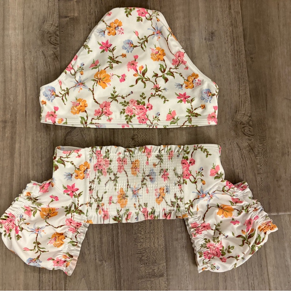Janie and Jack Floral Two-Piece Bikini Set | Girls Size 14 - Picture 8 of 9